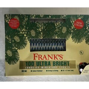 Vintage Frank's 100 Ultra Bright Miniature Christmas Lights‎ Blue Tested&Working